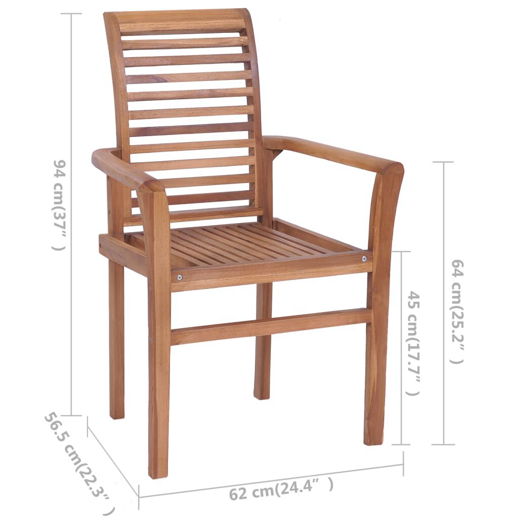 vidaXL Καρέκλες Τραπεζαρίας 2 τεμ. Μασίφ Ξύλο Teak με Μπεζ Μαξιλάρια