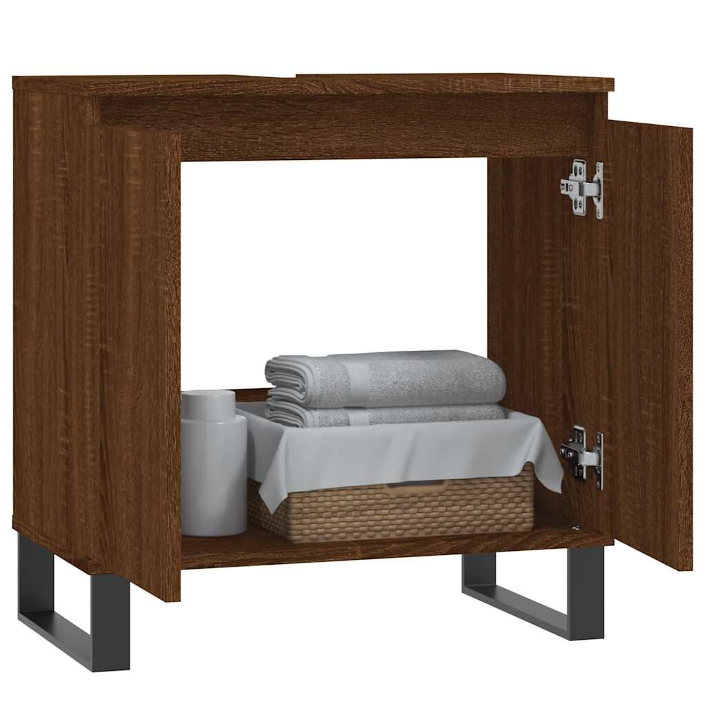 vidaXL Ντουλάπι Μπάνιου Καφέ Δρυς 58 x 33 x 60 εκ. από Επεξεργ. Ξύλο