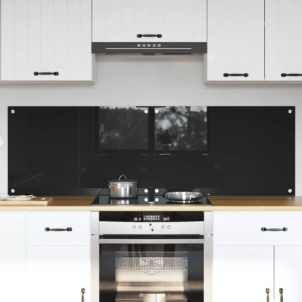 vidaXL Πίσω Πάνελ Κουζίνας Μαύρο 80 x 50 cm σκληρυμένο γυαλί