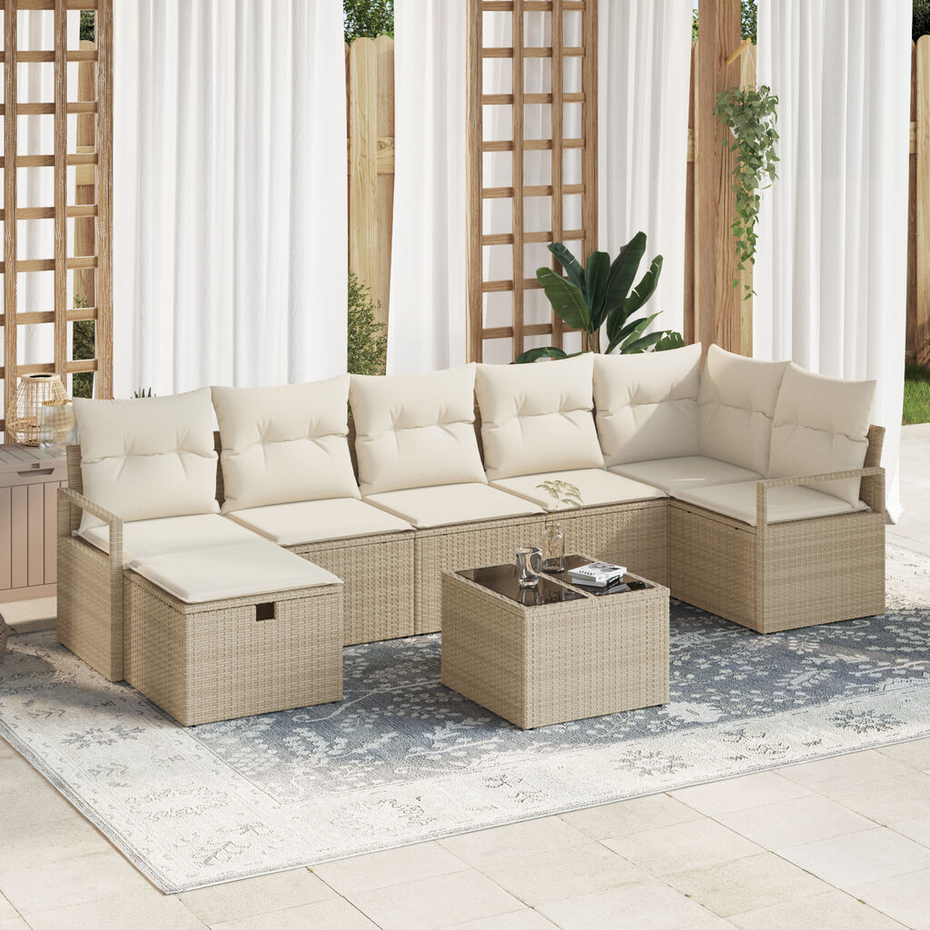 vidaXL Σετ Καναπέ Κήπου 8 pcs μπεζ και κρεμ 287 x 122 x 85 εκ