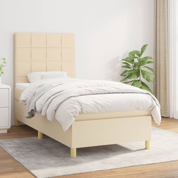 vidaXL Κρεβάτι Boxspring με Στρώμα Κρεμ 80 x 200 εκ. Υφασμάτινο