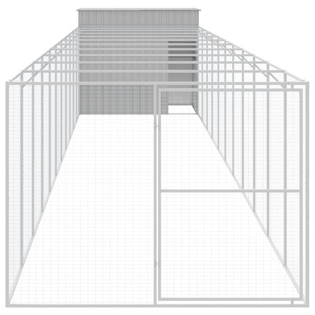 vidaXL Σπιτάκι Σκύλου με Αυλή Αν. Γκρι 214x1273x181εκ. Γαλβαν. Χάλυβας