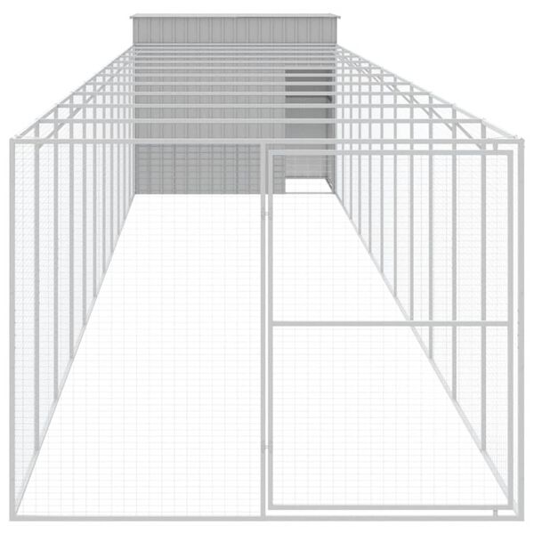 vidaXL Σπιτάκι Σκύλου με Αυλή Αν. Γκρι 214x1273x181εκ. Γαλβαν. Χάλυβας