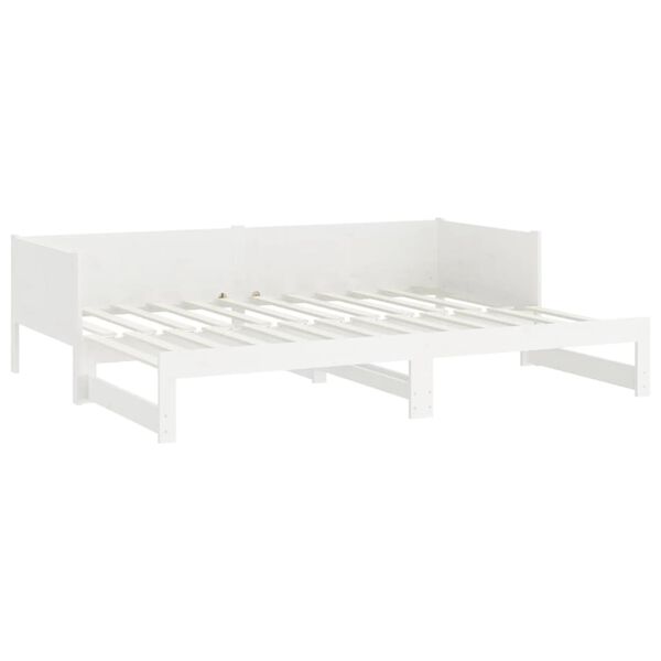 vidaXL Καναπές Κρεβάτι Συρόμενος Λευκός 2x(90x190) εκ. από Μασίφ Πεύκο