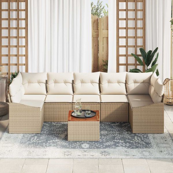 vidaXL Σετ Καναπέ Κήπου 8 pcs Μπεζ και λευκό