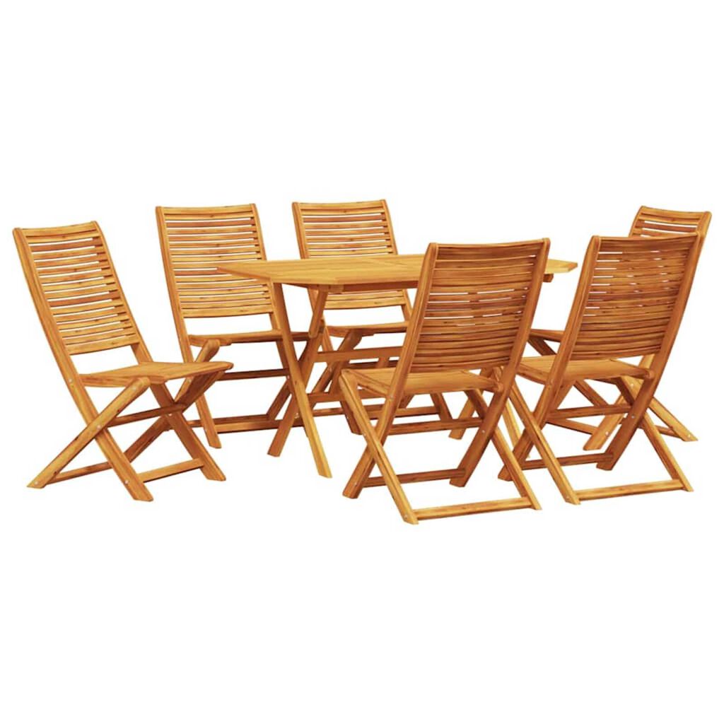 vidaXL Σέτ φαγητού για κήπο 7 pcs Καφέ Μασίφ ξύλο ακακίας