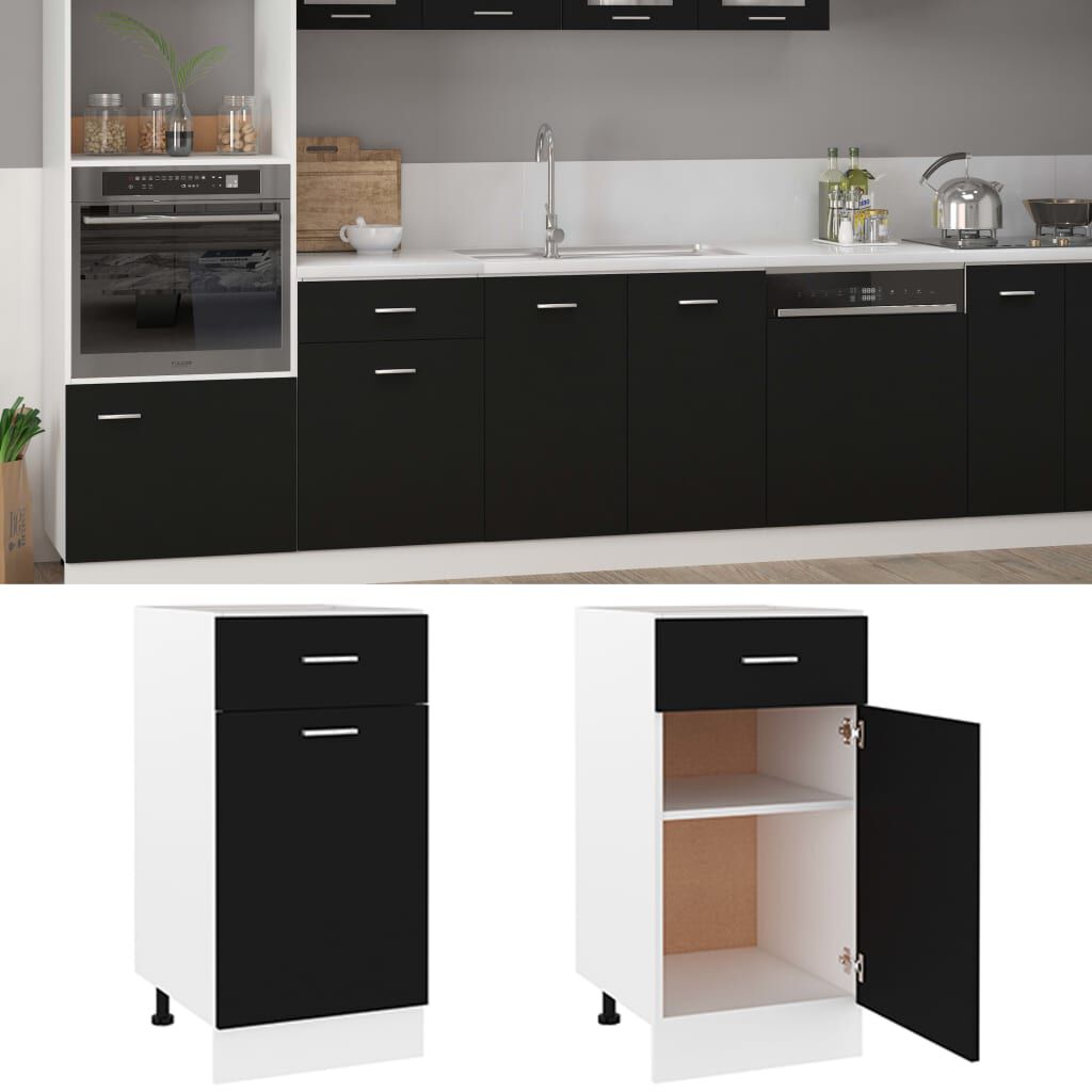 vidaXL Ντουλάπι με Συρτάρι Lyon Μαύρο 40x46x81,5 εκ. Επεξ. Ξύλο