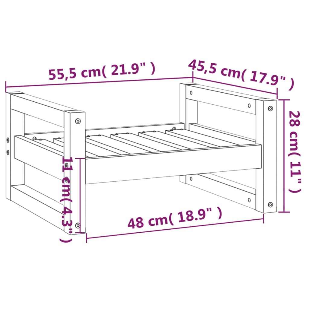 vidaXL Κρεβάτι Σκύλου Μαύρο 55,5x45,5x28 εκ. από Μασίφ Ξύλο Πεύκου