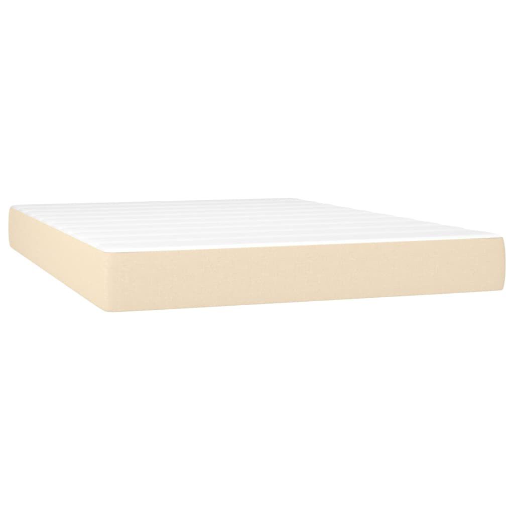 vidaXL Κρεβάτι Boxspring με Στρώμα & LED Κρεμ 140x190 εκ. Υφασμάτινο