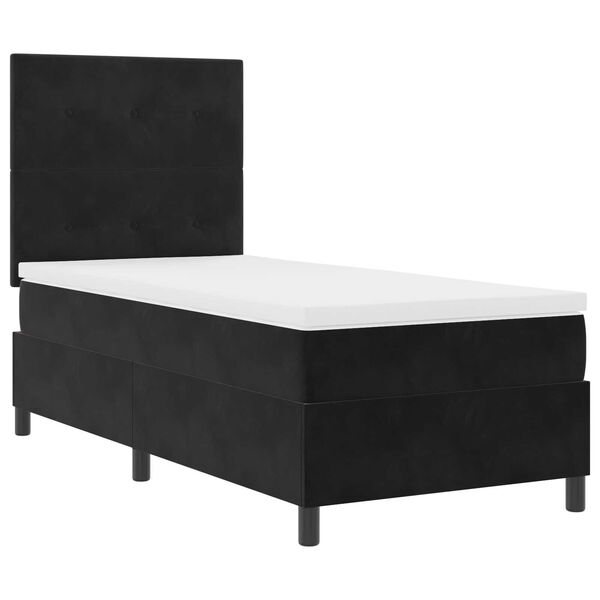 κρεβάτι box spring vidaXL με στρώμα Μαύρο Μονό Βελούδινο