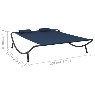 vidaXL Ξαπλώστρα - Κρεβάτι Διπλή Εξωτερικού Χώρου Μπλε Υφασμάτινη