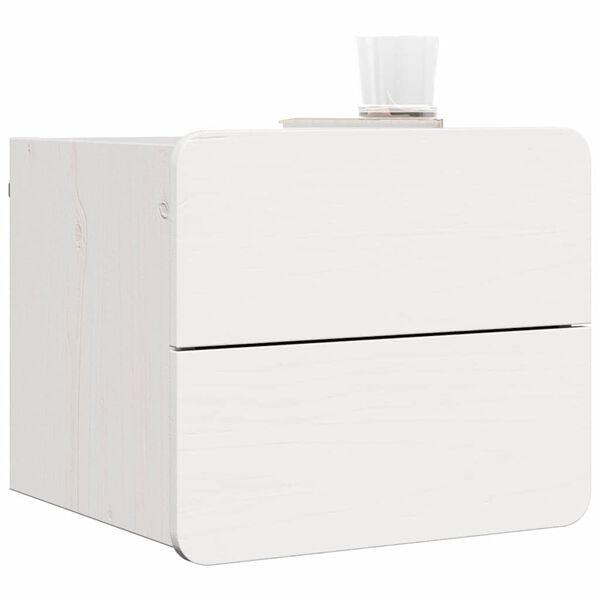 vidaXL Κομοδίνο με συρτάρι Λευκό 39 x 34 x 33 εκ. Μασίφ ξύλο πεύκου