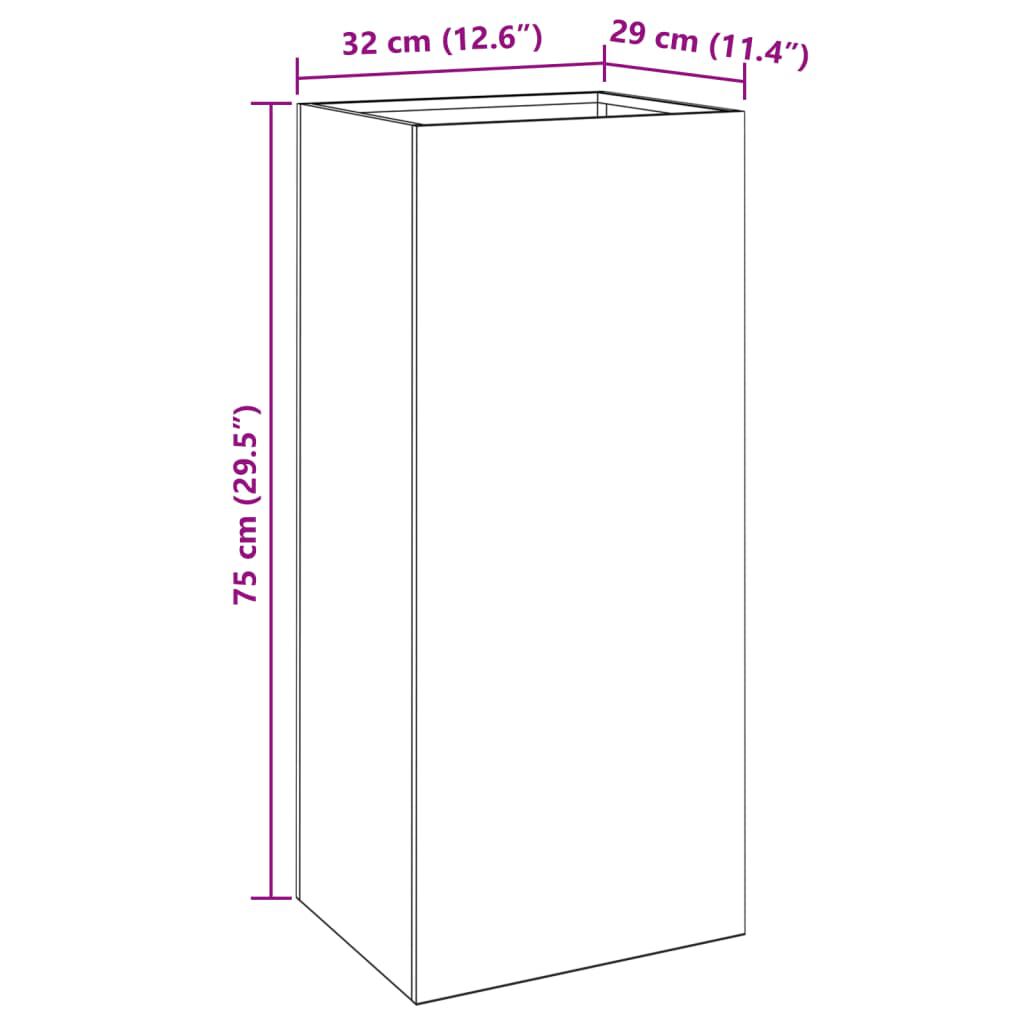 vidaXL Ζαρντινιέρα 32x29x75 εκ. Ατσάλι Σκληρυθέν στον Αέρα