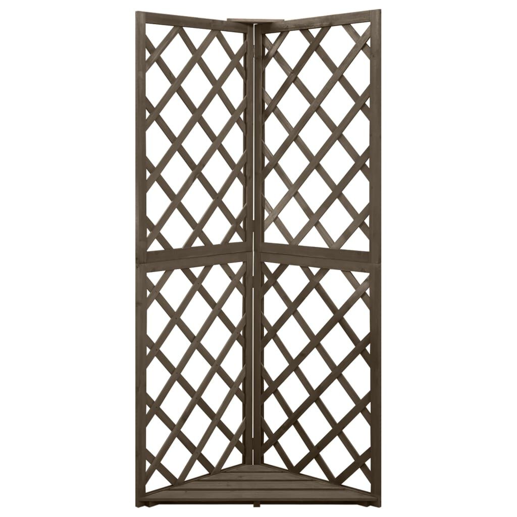 vidaXL Καφασωτό Γωνιακό Γκρι 50 x 50 x 145 εκ. Μασίφ Ξύλο Ελάτης