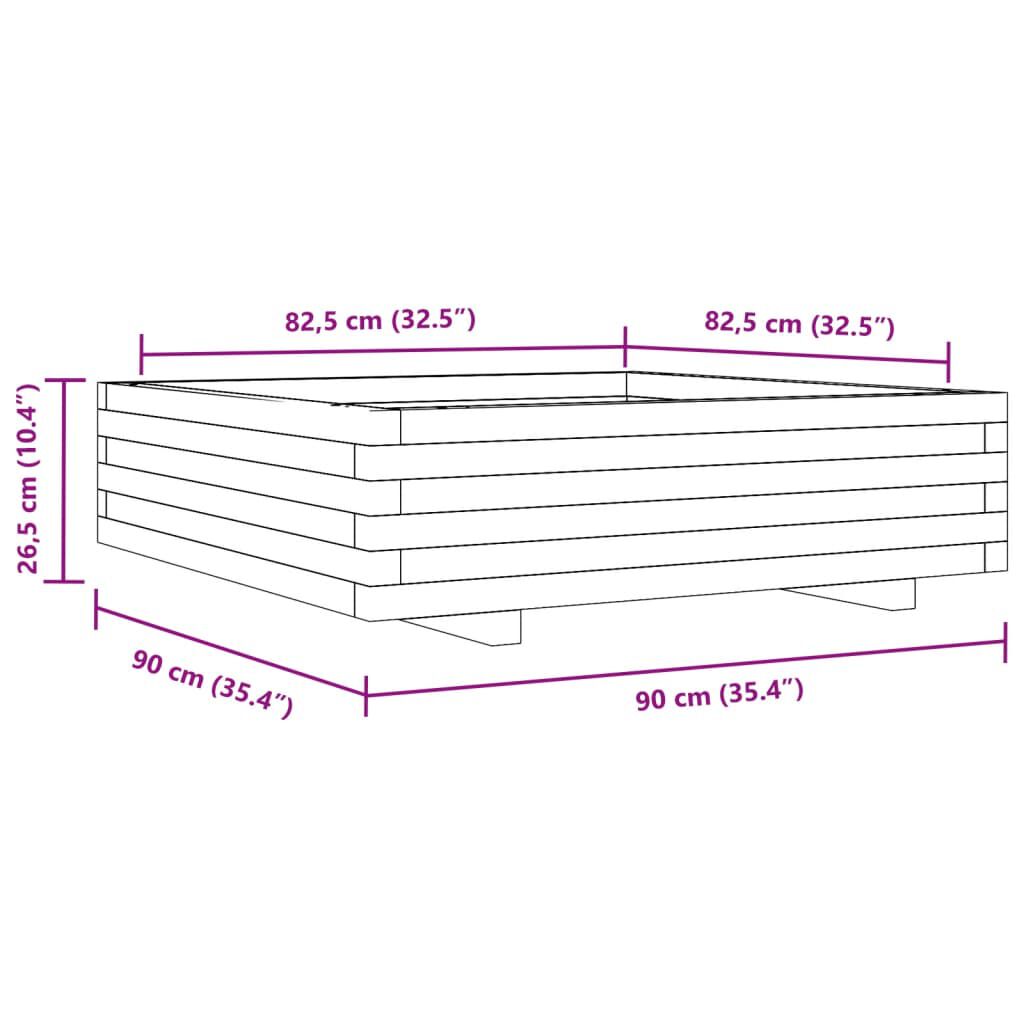 vidaXL Ζαρντινιέρα Κήπου 90x90x26,5 εκ από Μασίφ Ξύλο Πεύκου