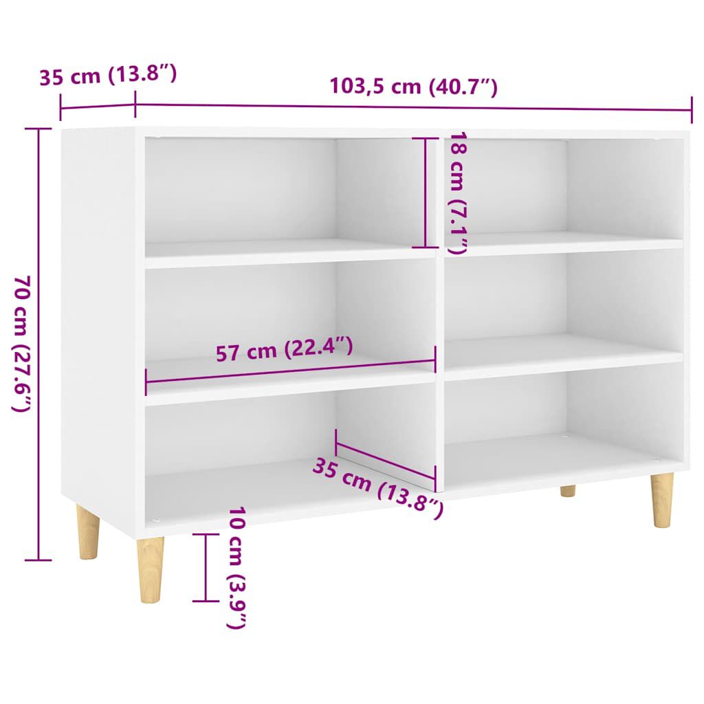 vidaXL Ραφιέρα Λευκή 103,5x35x70 εκ. από Επεξεργασμένο Ξύλο