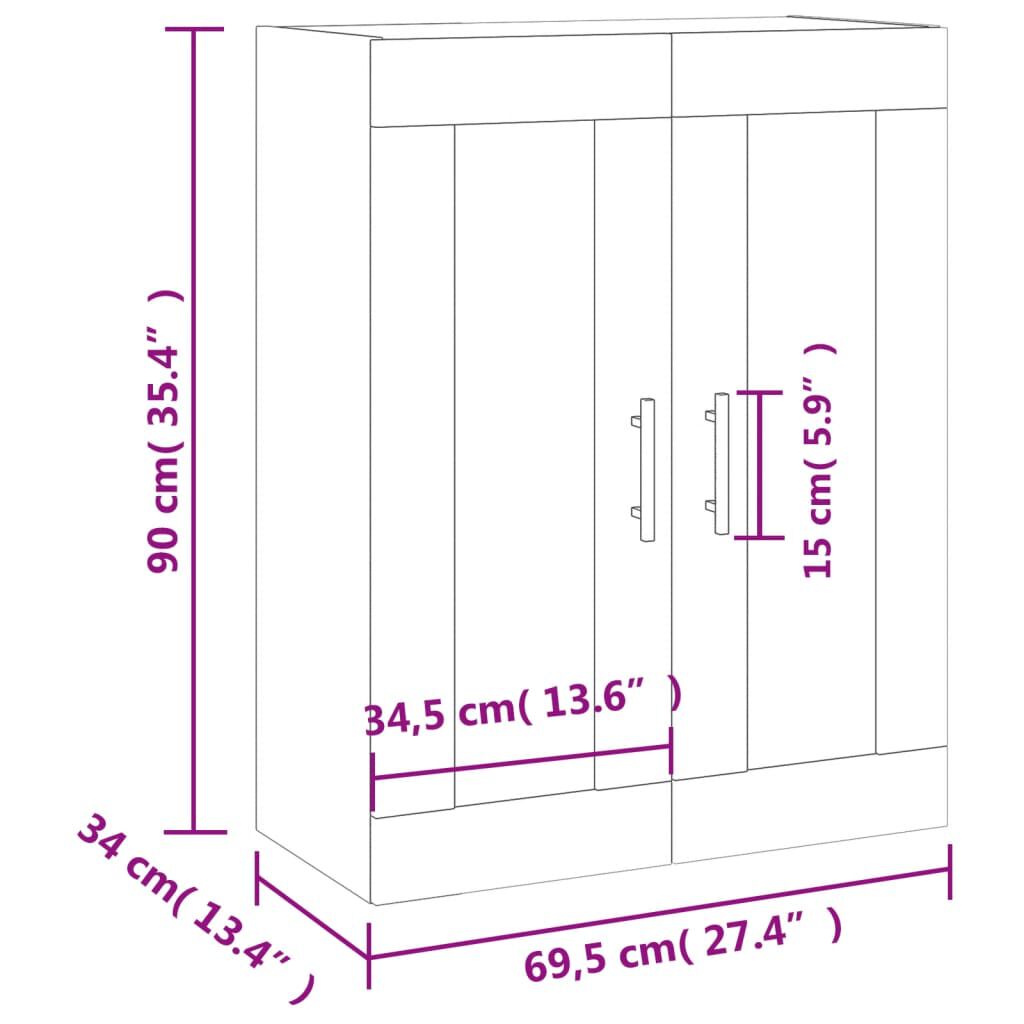 vidaXL Ντουλάπι Τοίχου Μαύρο 69,5 x 34 x 90 εκ.
