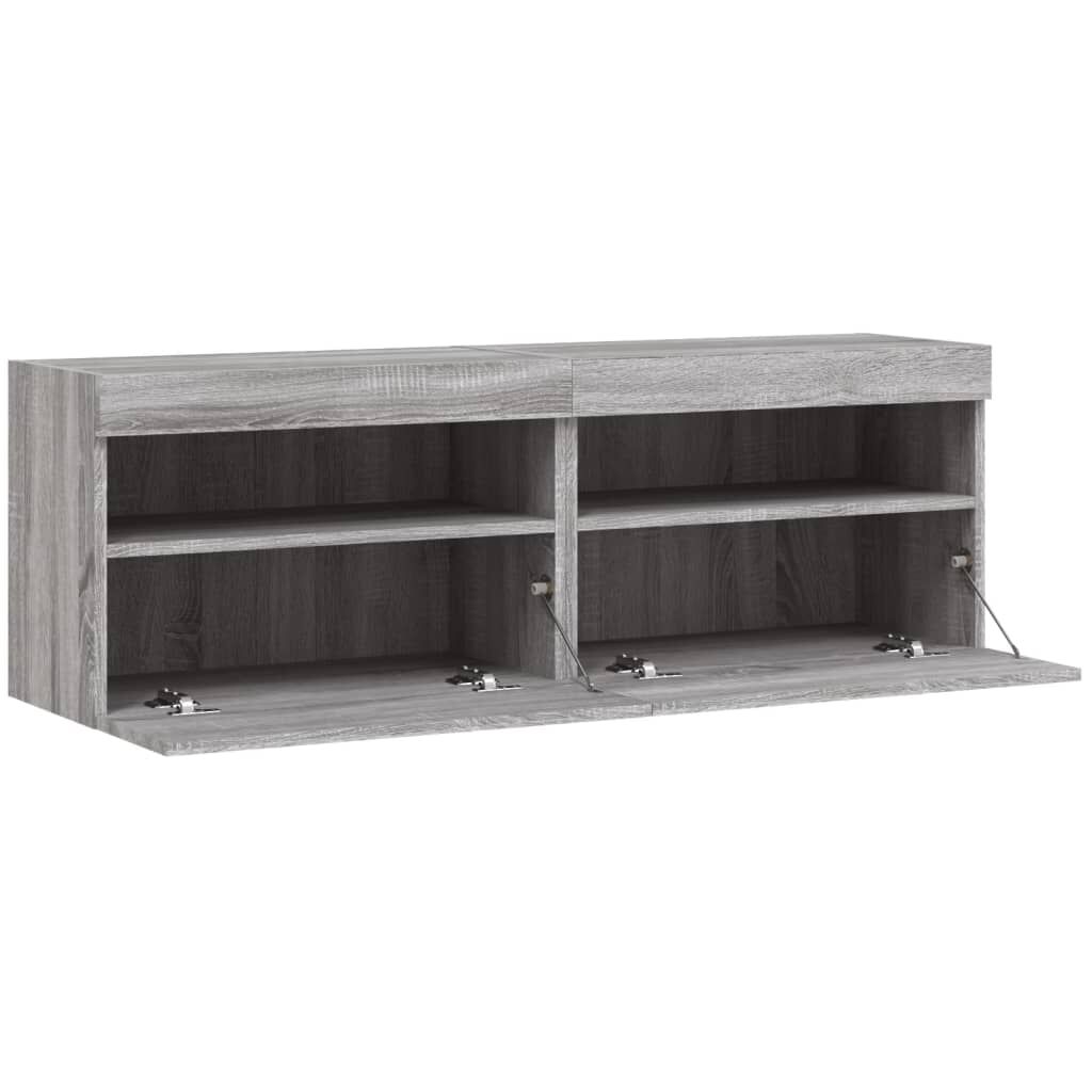 vidaXL Έπιπλα Τοίχου Τηλ. με LED 2 Τεμ. Γκρι Sonoma 60x30x40 εκ.