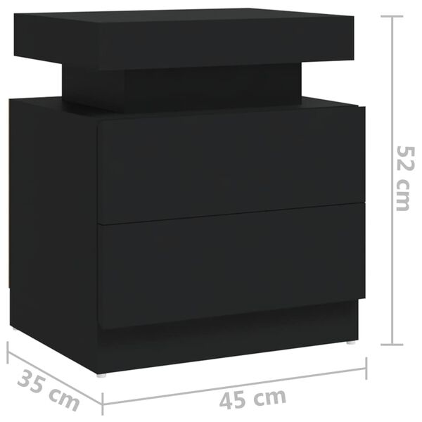 vidaXL Κομοδίνο Μαύρο 40 x 35 x 52 εκ. από Επεξ. Ξύλο