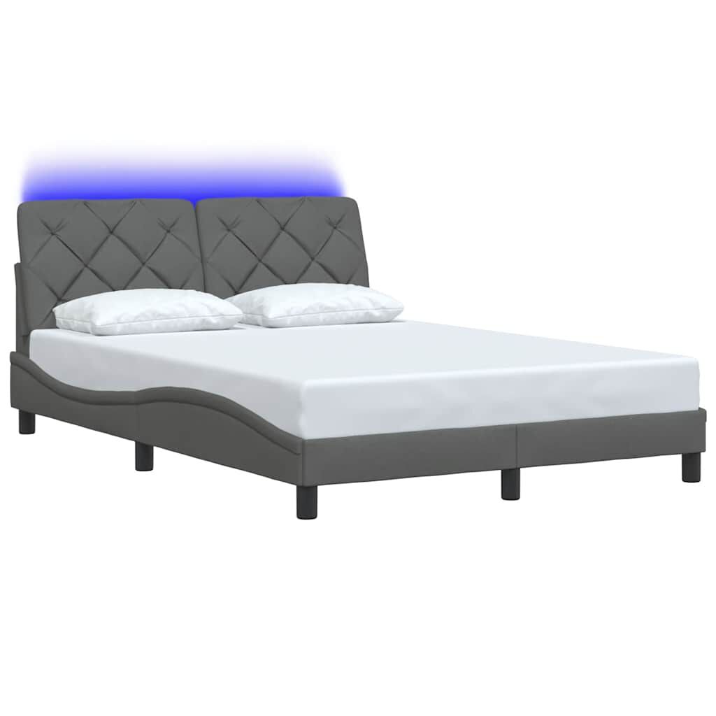 vidaXL Σκελετός Κρεβατιού με LED Χωρίς Στρώμα Σκ. Γκρι 140x190 εκ.