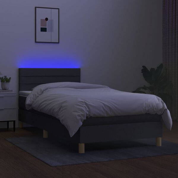 vidaXL &Kappa;&rho;&epsilon;&beta;ά&tau;&iota; Boxspring &mu;&epsilon; &Sigma;&tau;&rho;ώ&mu;&alpha; & LED &Sigma;&kappa;.&Gamma;&kappa;&rho;&iota; 90x190 &epsilon;&kappa;. &Upsilon;&phi;&alpha;&sigma;&mu;ά&tau;&iota;&nu;&omicron;