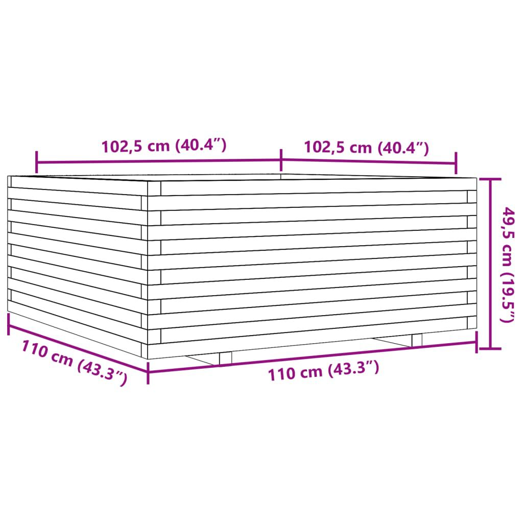 vidaXL Ζαρντινιέρα Κήπου 110x110x49,5 εκ. από Εμποτισμένο Ξύλο Πεύκου