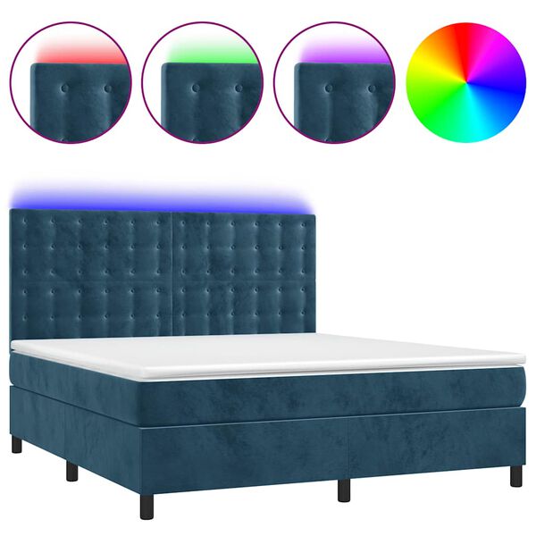 vidaXL &Kappa;&rho;&epsilon;&beta;ά&tau;&iota; Boxspring &mu;&epsilon; &Sigma;&tau;&rho;ώ&mu;&alpha; & LED &Sigma;&kappa;. &Mu;&pi;&lambda;&epsilon; 160x200&epsilon;&kappa;. &Beta;&epsilon;&lambda;&omicron;ύ&delta;&iota;&nu;&omicron;