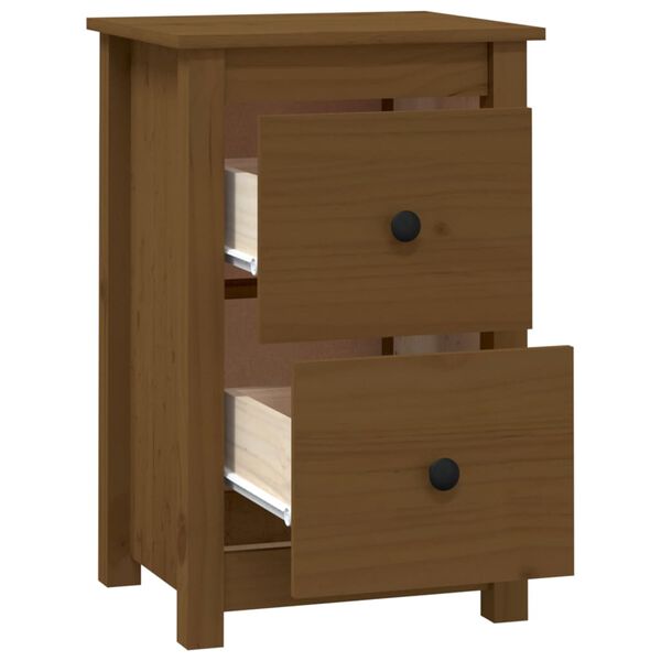 vidaXL Κομοδίνα 2 τεμ. Καφέ Μελί 40x35x61,5 εκ. από Μασίφ Ξύλο Πεύκου
