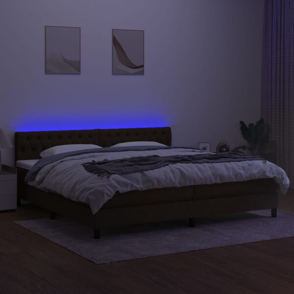vidaXL &Kappa;&rho;&epsilon;&beta;ά&tau;&iota; Boxspring &mu;&epsilon; &Sigma;&tau;&rho;ώ&mu;&alpha; & LED &Sigma;&kappa;.&Kappa;&alpha;&phi;έ 200x200 &epsilon;&kappa; &Upsilon;&phi;&alpha;&sigma;&mu;ά&tau;&iota;&nu;&omicron;