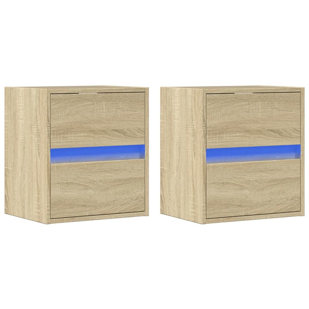 vidaXL Έπιπλα Τοίχου Τηλ. με LED 2 Τεμ. Sonoma Δρυς 41x31x45 εκ.
