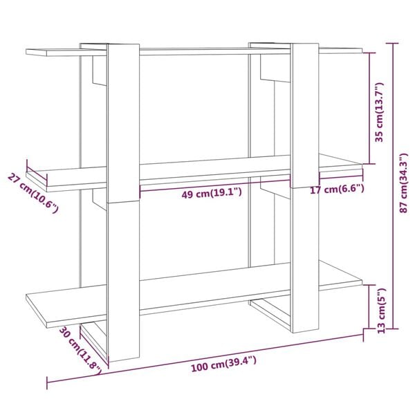 vidaXL Βιβλιοθήκη/Διαχωριστικό Χώρου Μαύρο 100 x 30 x 87 εκ.
