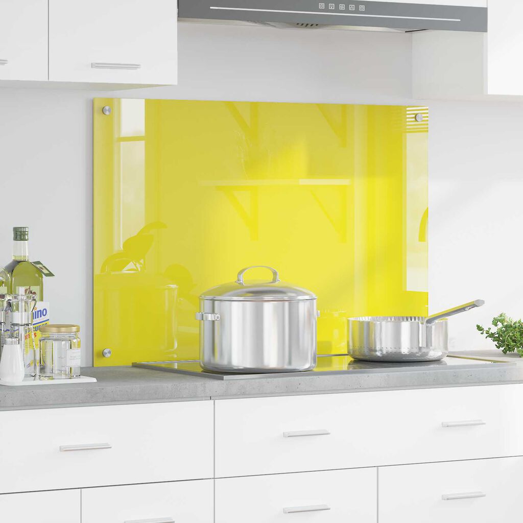 vidaXL Πλακάκι Κουζίνας Κίτρινο 90x60x0,6 εκ Σκληρυμένο Γυαλί