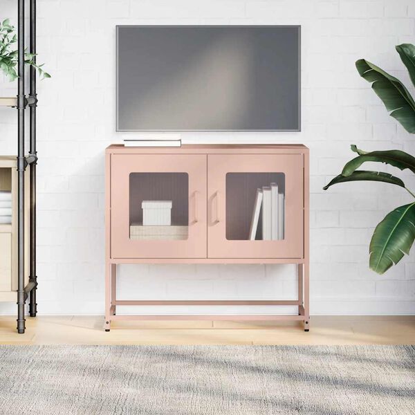 ντουλάπι τηλεόρασης vidaXL Ροζ 68x39x60,5 cm Ατσάλι ψυχρής έλασης