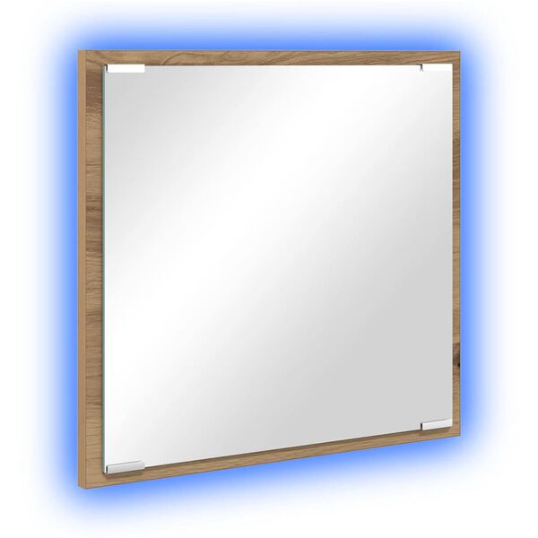 vidaXL Καθρέφτης μπάνιου LED Επιτοίχιο Artisan Oak 40 x 37 x 8.5 εκ.