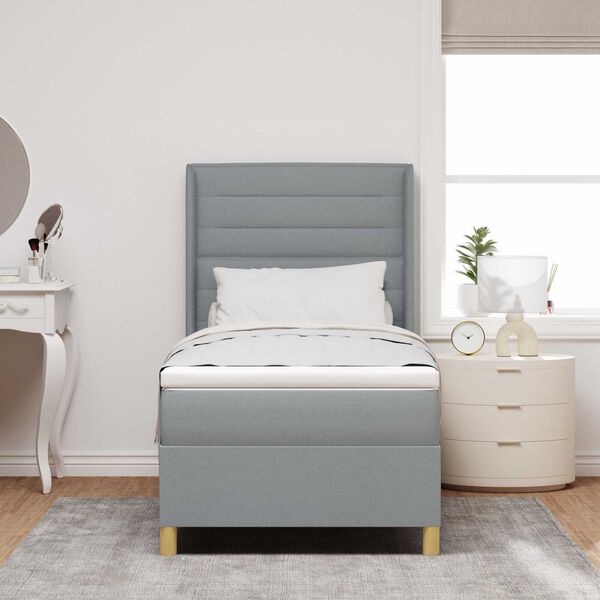 vidaXL Κρεβάτι Box Spring με Στρώμα Ανοιχτό Γκρι 80x200 εκ. Υφασμάτινο