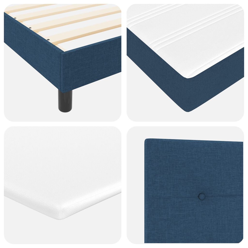 vidaXL Κρεβάτι Box Spring με στρώμα Μπλε 90x190 εκ Υφασμάτινο