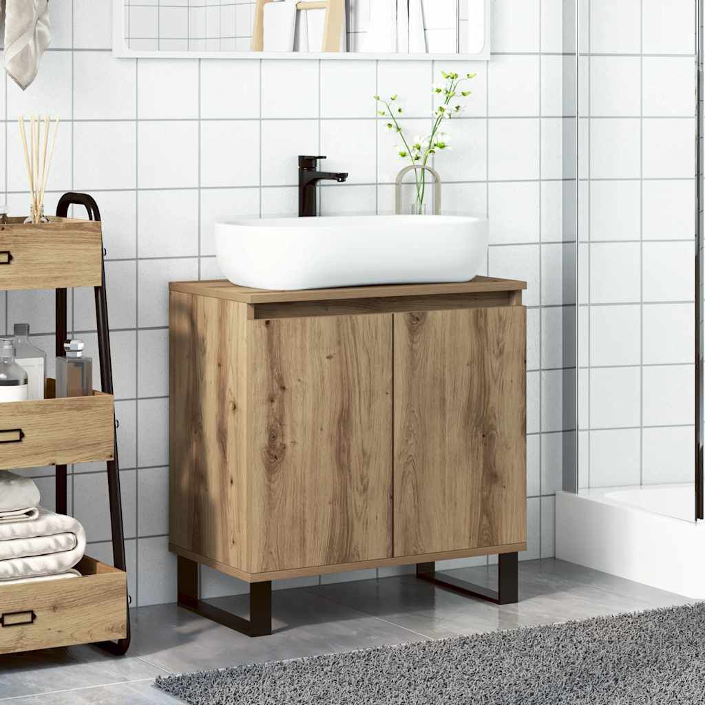 vidaXL Ντουλάπι Μπάνιου Δρυς τεχνίτης 58 x 33 x 60 εκ από Επεξεργ Ξύλο