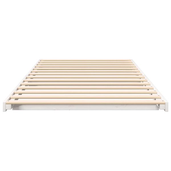 vidaXL Κρεβάτι δαπέδου Λευκό 100 x 200 cm Μασίφ ξύλο πεύκου