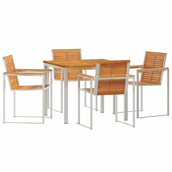 vidaXL Σέτ φαγητού για κήπο 5 pcs Σταθερό Ξύλο Ακακίας