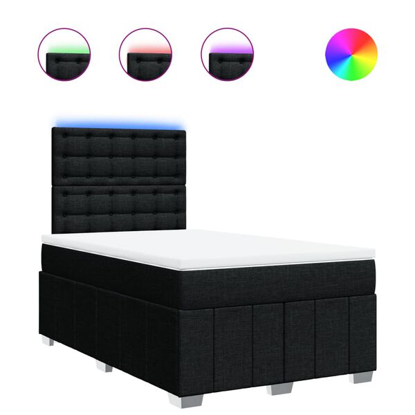 vidaXL Κρεβάτι Boxspring με Στρώμα Μαύρο 120x190 εκ. Υφασμάτινο