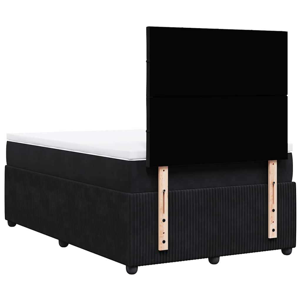 vidaXL Κρεβάτι Boxspring με Στρώμα Μαύρο 120x190 εκ. Βελούδινο