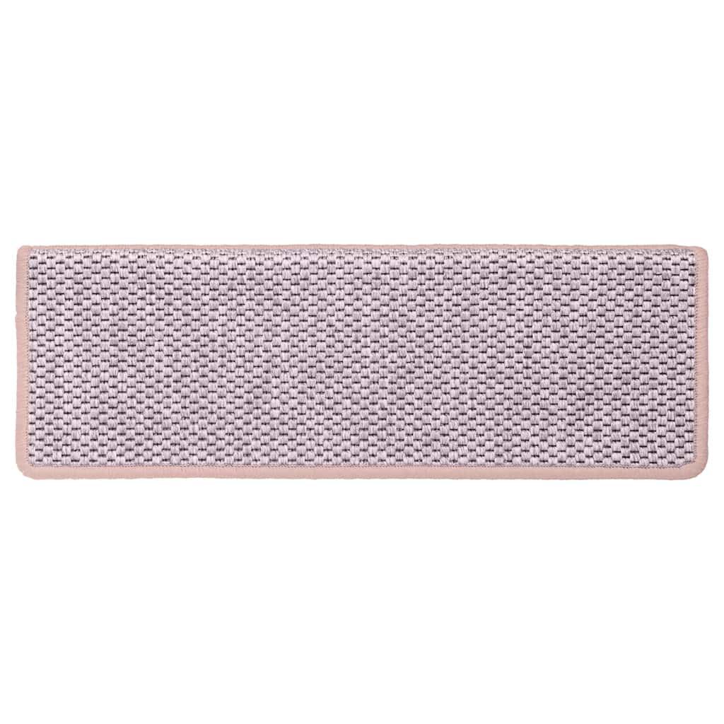 vidaXL Πατάκια Σκάλας Αυτοκόλ. 15 τεμ. Όψη Σιζάλ 65x21x4 εκ. Ροζ