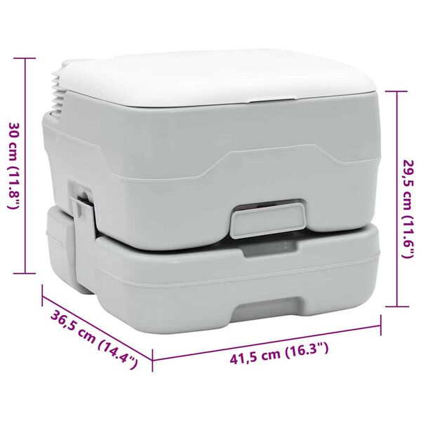 vidaXL Φορητή Τουαλέτα Καμπίνας Γκρι 41.5 x 36.5 x 30 cm