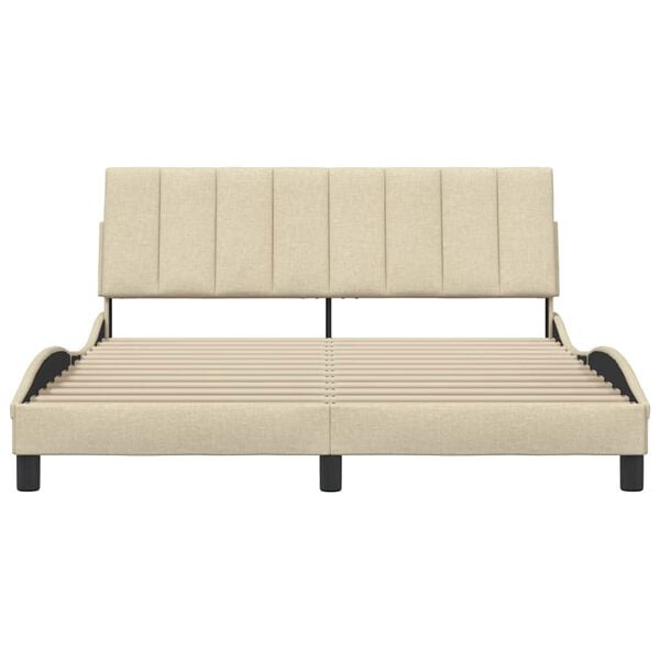 vidaXL Σκελετός Κρεβατιού Χωρίς Στρώμα Hanko Κρεμ 160x200 εκ. Υφασμάτινο