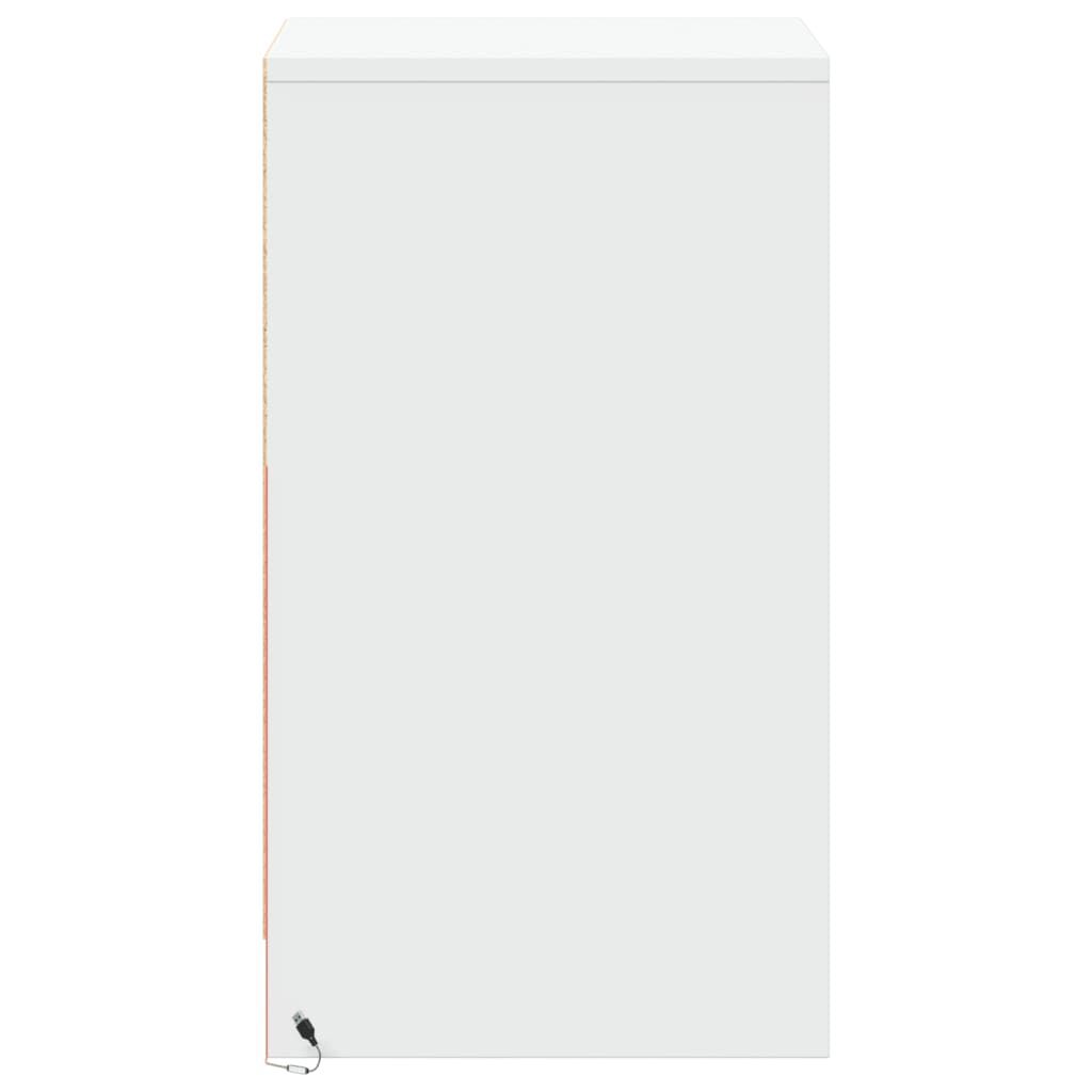 vidaXL Κομοδίνα με Φώτα LED 2 τεμ. Λευκά από Επεξεργασμένο Ξύλο