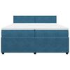 vidaXL Κρεβάτι Boxspring με Στρώμα Μπλε 200x200 εκ. Βελούδινο