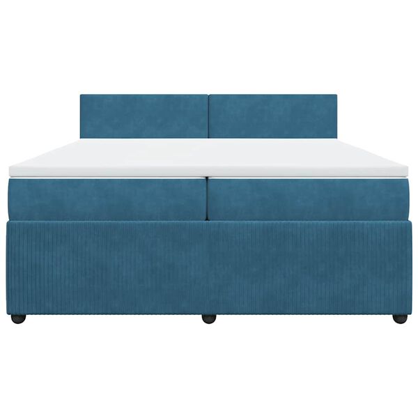 vidaXL Κρεβάτι Boxspring με Στρώμα Μπλε 200x200 εκ. Βελούδινο