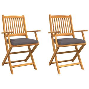 vidaXL Πτυσσόμενη Καρέκλα με μαξιλάρι 2 pcs Γκρι 49 x 57.5 x 92εκ