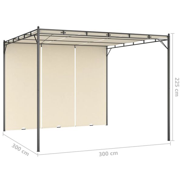 vidaXL Κιόσκι Κήπου Κρεμ 3 x 3 x 2,25 μ. με Πλαϊνή Κουρτίνα