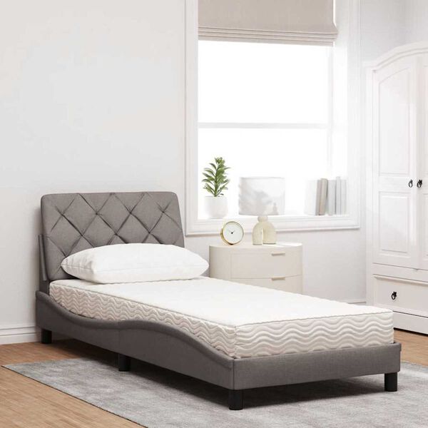 vidaXL Κρεβάτι με Στρώμα Taupe 80x200 εκ. Υφασμάτινο